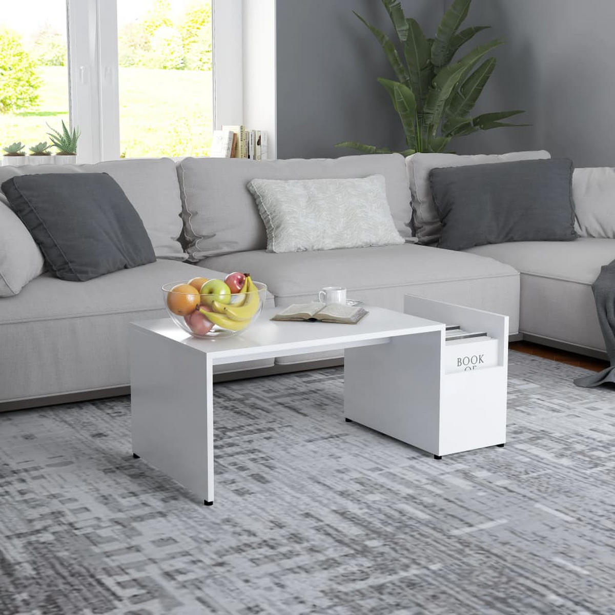 COUCHTISCH Weiß 90x45x35 cm Holzwerkstoff - Weiß, Holzwerkstoff (90/45/35cm) - furnicato