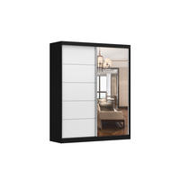 SCHIEBETÜRENSCHRANK - Tess 03 Schwarz + Weiß - Schwarz/Weiß, Holzwerkstoff/Metall (183/218/61cm) - Möblo