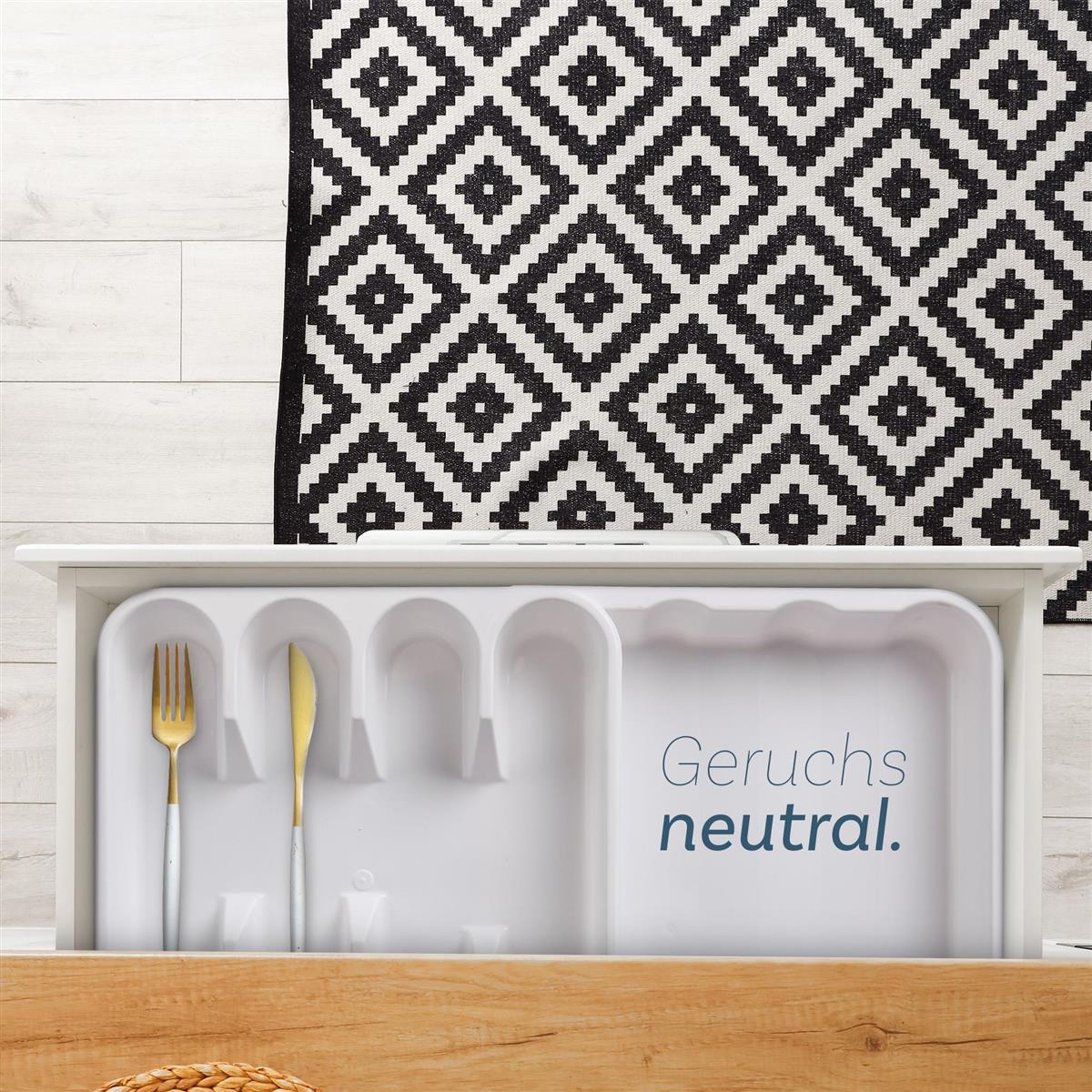 BESTECKKASTEN Weiß ausziehbar - Weiß, Kunststoff (46/4/46cm)