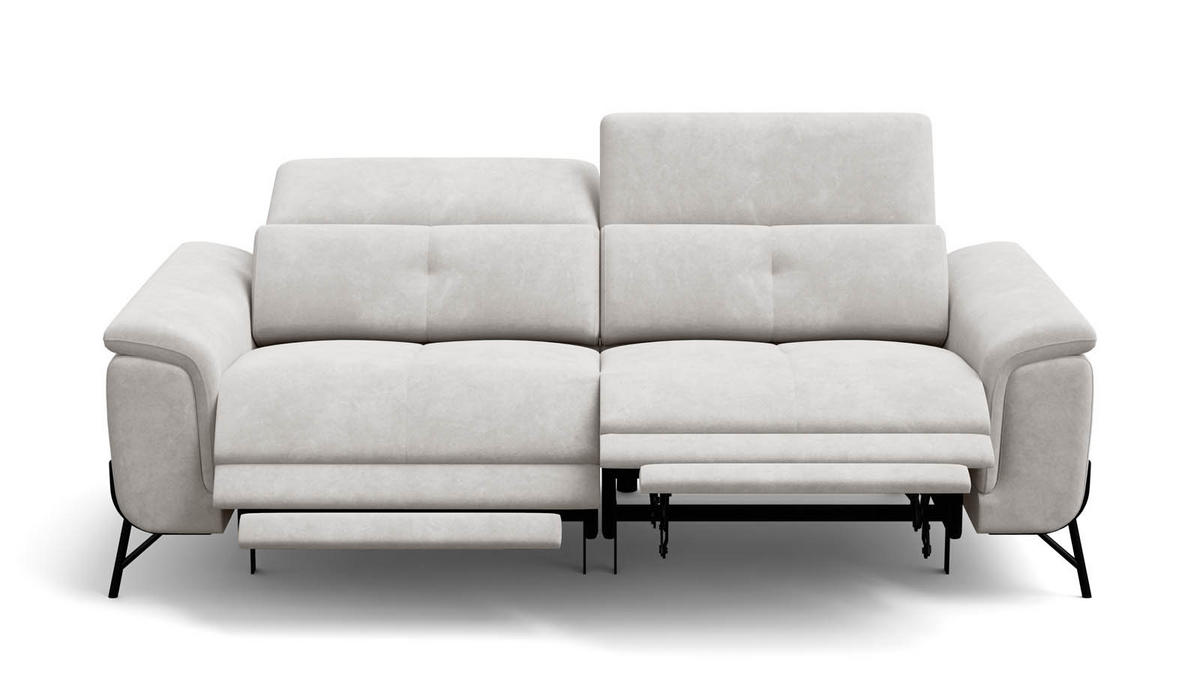 SOFA RELAX AVENA 3-Sitzer, beiger Veloursstoff - Beige/Schwarz, Holz/Textil (204/80/108cm) - Wozimo