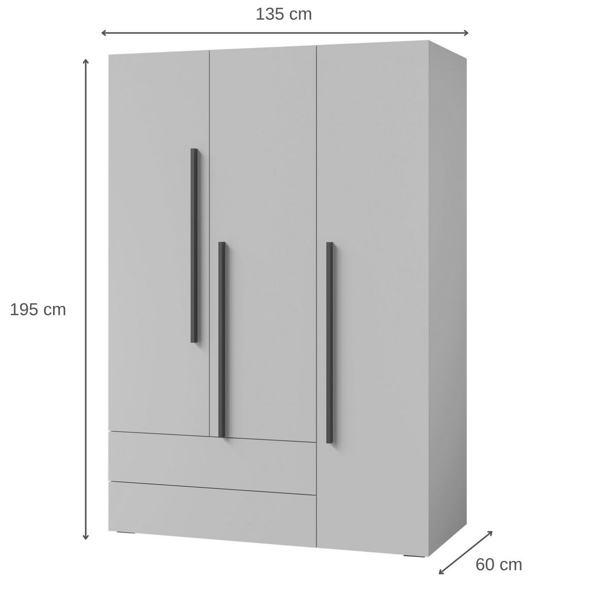SKŘÍŇ S OTOČNÝMI DVEŘMI Largo se 3 dveřmi a 2 zásuvkami, do studentského pokoje, 90 cm, kašmír - kašmírová, kompozitní dřevo (135/195/60cm) - Beautysofa