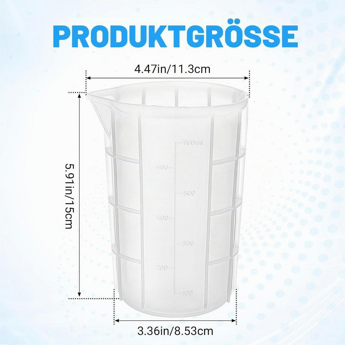 MESSBECHER 2-teiliges Set 700 ml Silikon mit Skala - Transparent, Kunststoff (0.7L)