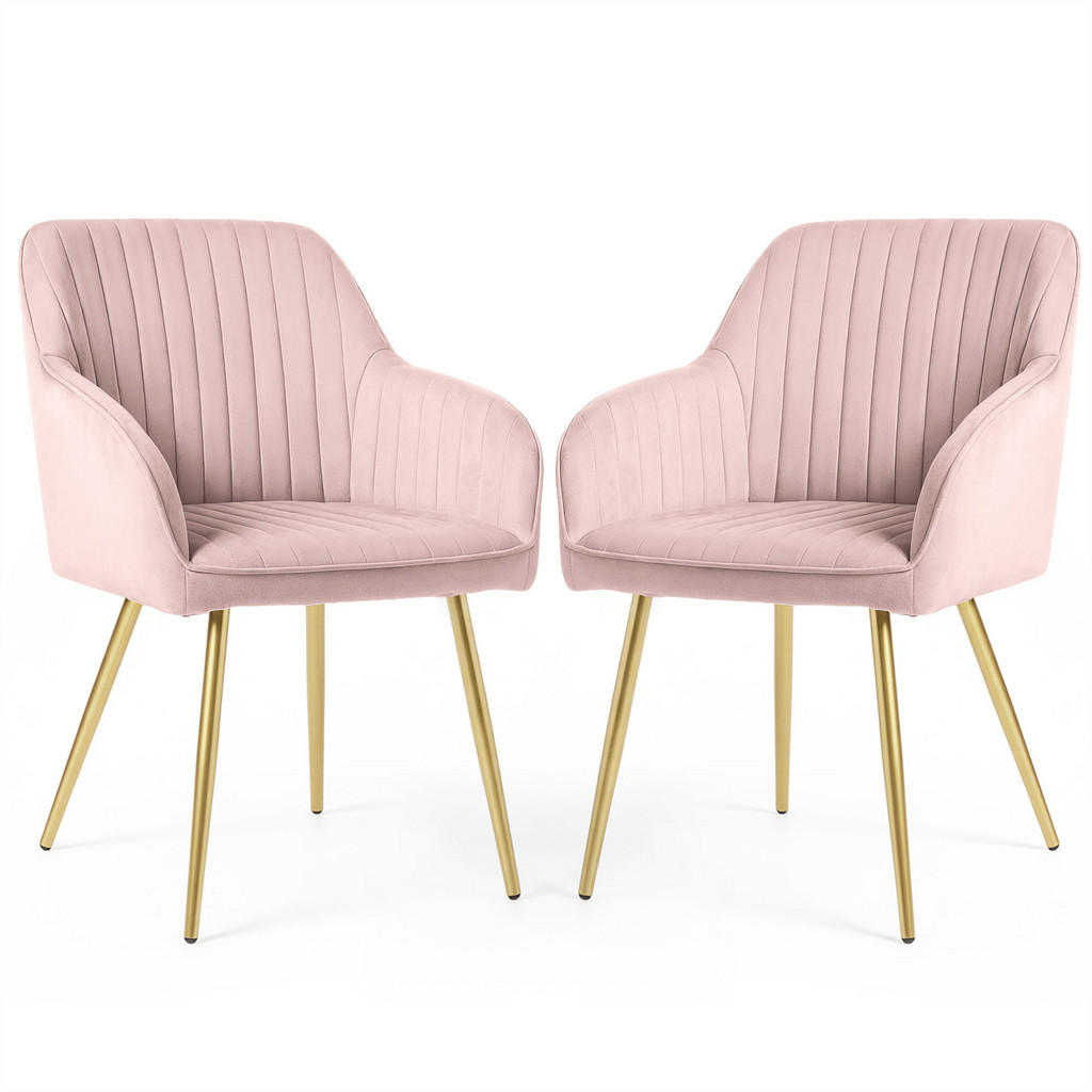 RAUMHIRSCH FURNITURE ČALOUNĚNÁ ŽIDLE, sada 2 ks, kovové nohy růžové, zlaté 54,5/82/58