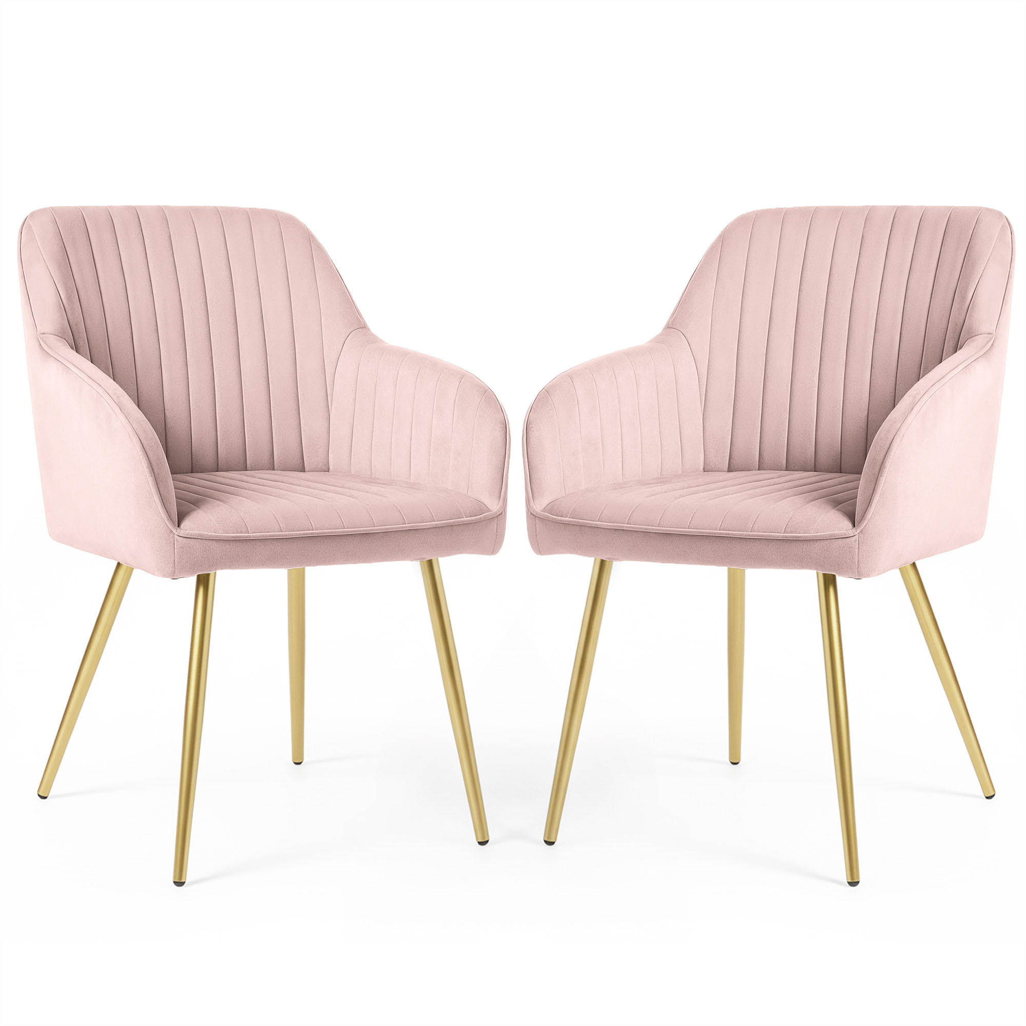 ČALÚNENÁ STOLIČKA, sada 2 ks, kovové nohy ružové, zlatá 54,5/82/58 - ružová, textil (55/82/52cm) - RAUMHIRSCH FURNITURE