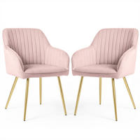 ČALÚNENÁ STOLIČKA, sada 2 ks, kovové nohy ružové, zlatá 54,5/82/58 - ružová, textil (55/82/52cm) - RAUMHIRSCH FURNITURE