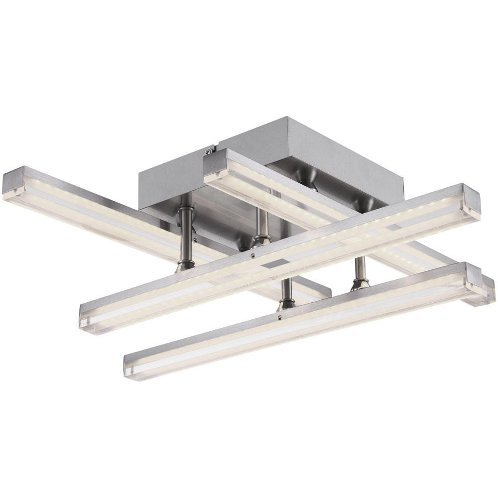 LED DECKENLEUCHTE Metall Silber LOMBARDIA - Silberfarben, Metall (46.5/46.5/13cm) - Globo Lighting