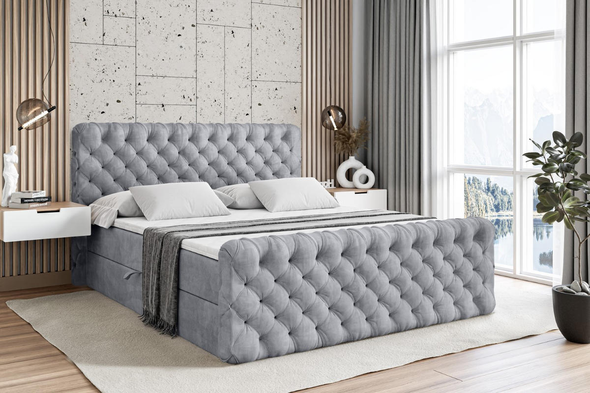 BOXBETT BOXI8-Z - 180x200 cm - H3 - Hellgrau - Hellgrau, Holzwerkstoff (180/200cm) - ALTDECOR