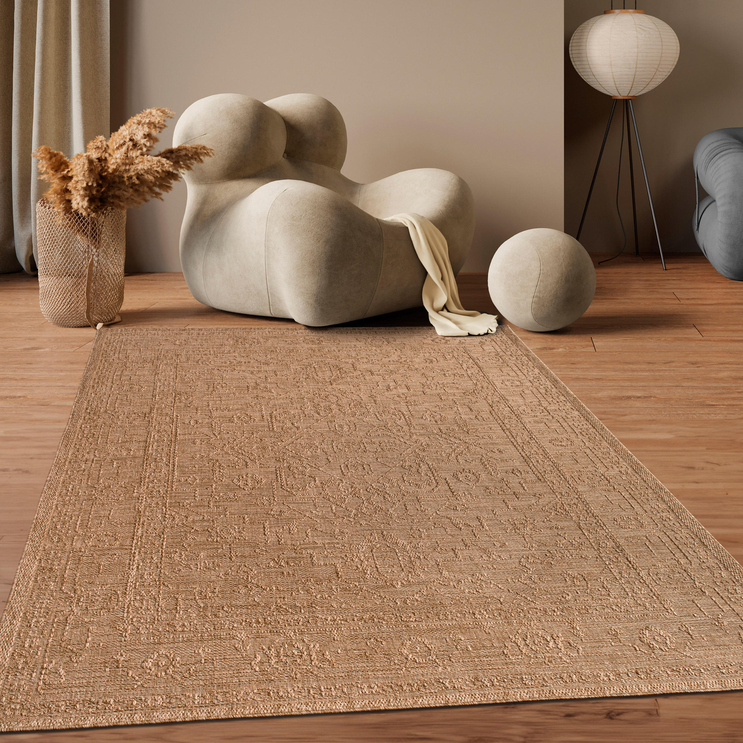 Thumbnail - Paco Home Outdoorteppich, Beige, Textil, Rechteckig, 160x220 cm, strapazierfähig, für Fußbodenheizung geeignet, Teppiche...