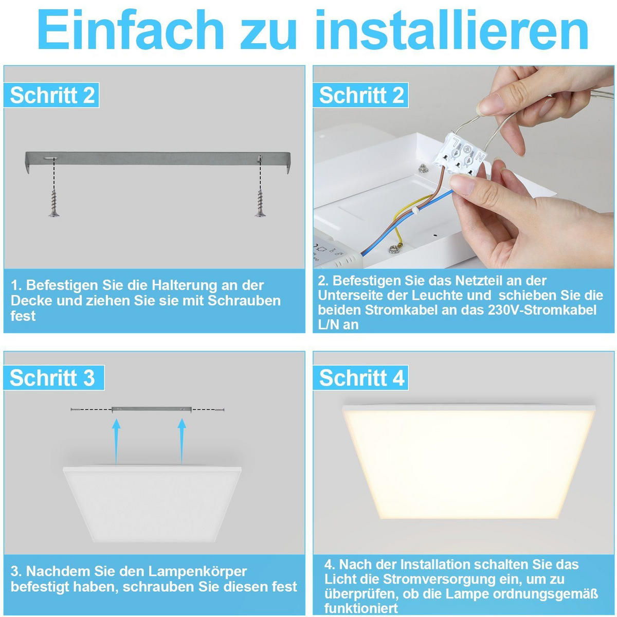 LED-DECKENLEUCHTE Waltraud 45/45/2 cm - Weiß, Metall (45/45/2cm) - Nettlife