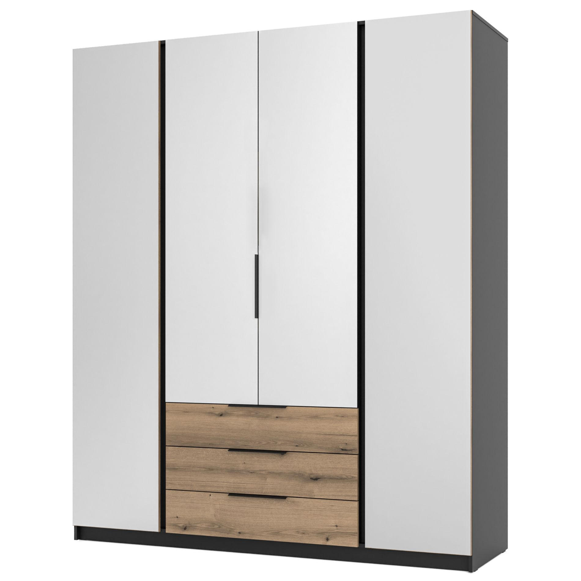 KLEIDERSCHRANK Kaja Eiche/ Schwarz 200 cm - Eichefarben/Schwarz, Holzwerkstoff/Metall (200/239/61.9cm) - Selsey