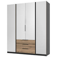 KLEIDERSCHRANK Kaja Eiche/ Schwarz 200 cm - Eichefarben/Schwarz, Holzwerkstoff/Metall (200/239/61.9cm) - Selsey