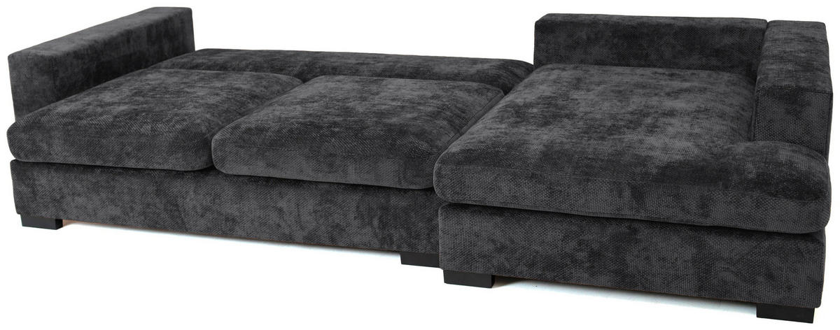 ECKSOFA Dahlia mit Schlaffunktion und Bettkasten in L-Form Rechts - Anthrazit Chenille 285/92/155 cm - Anthrazit/Schwarz, Kunststoff/Textil (155/285cm) - WFL GROUP