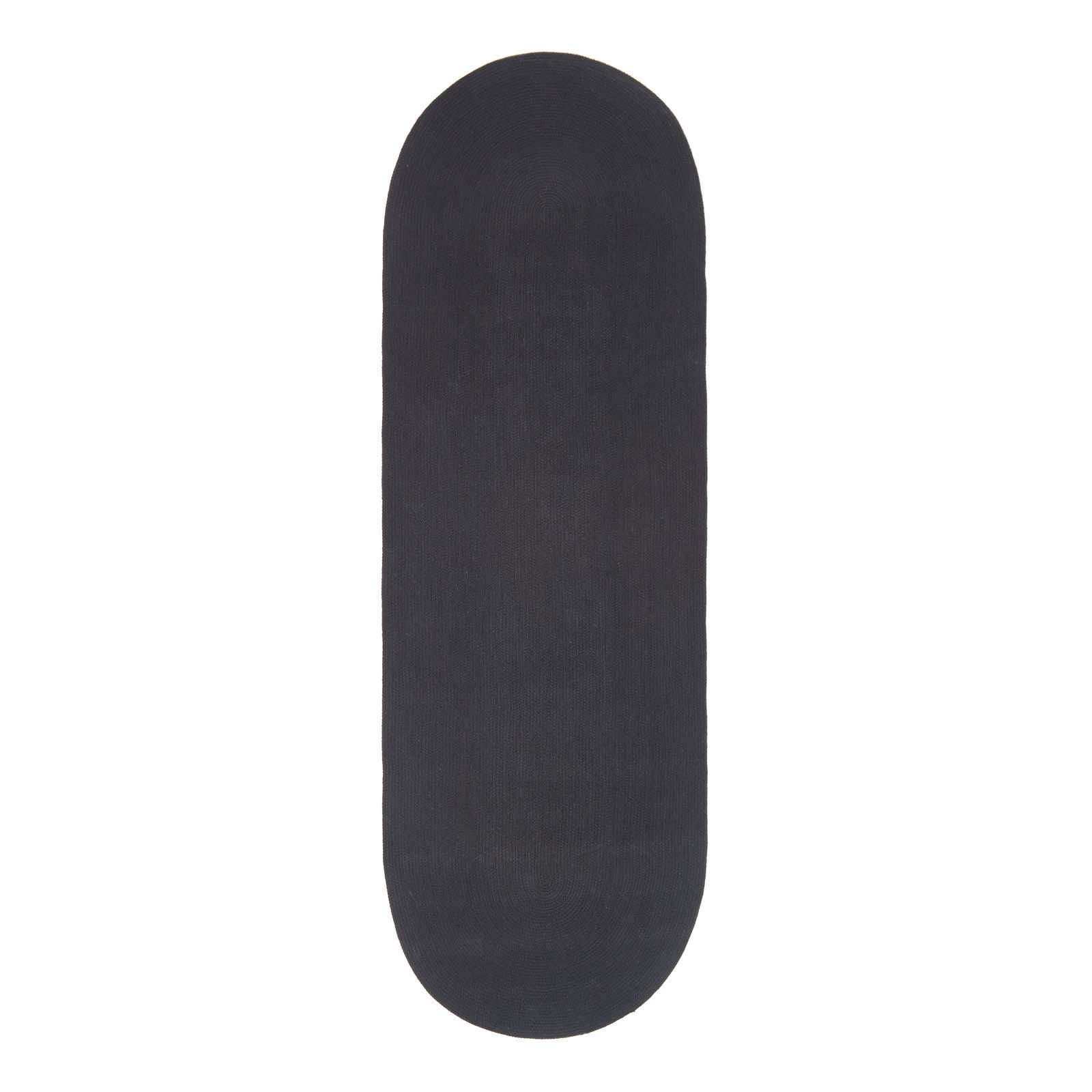 TEPPICHLÄUFER geflochten oval 66/200 cm - Schwarz, Textil (66/200cm) - Homescapes
