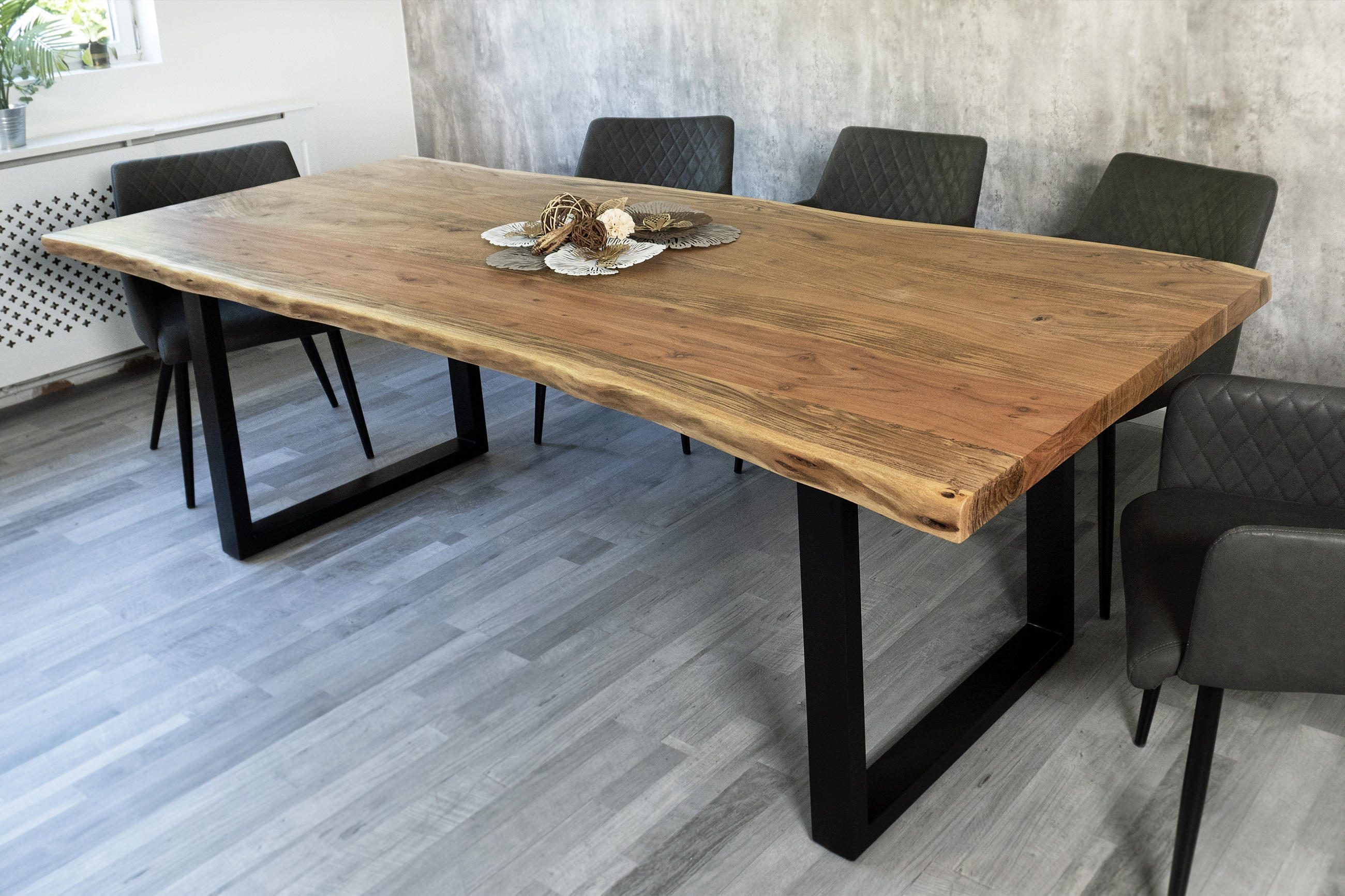 ESSTISCH CALI - Beige/Schwarz, Holz/Metall (100/260/77cm) - SAM