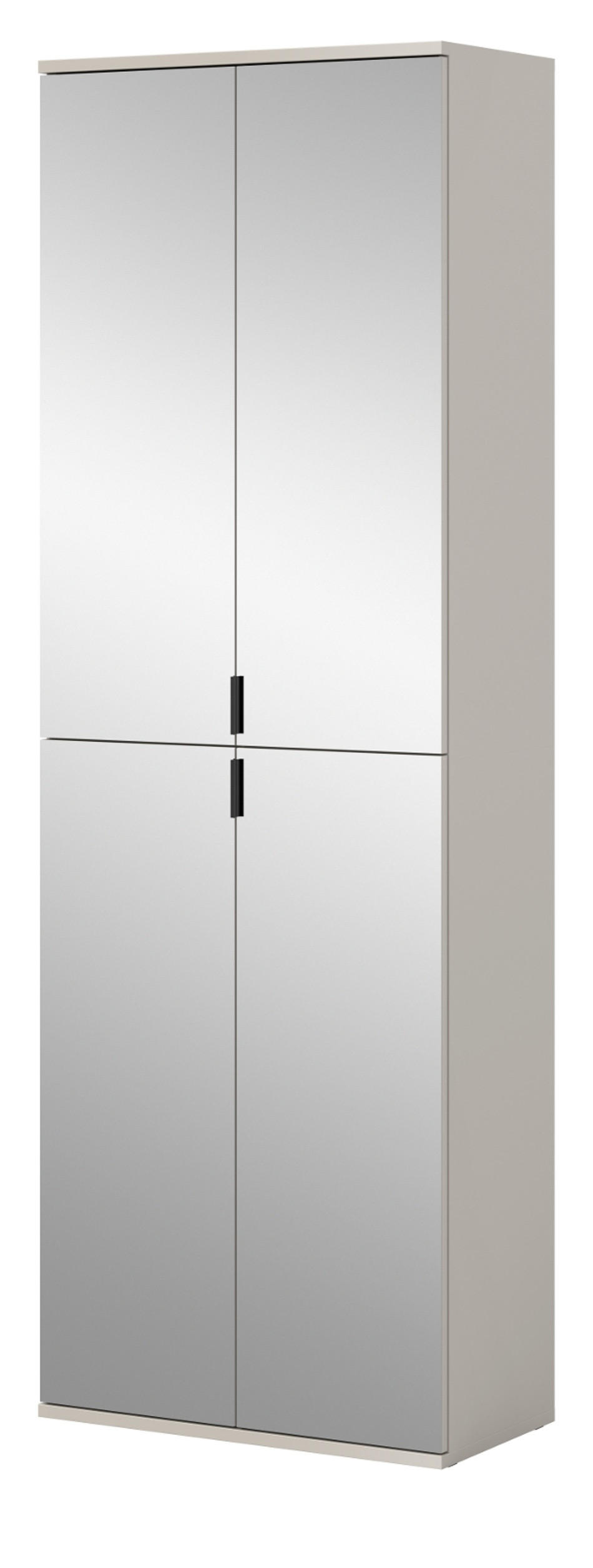 GARDEROBENSCHRANK in Kaschmir 61 x 193 cm, Flurschrank mit Spiegel - Kaschmir/Schwarz, Glas/Holzwerkstoff (61/193/34cm) - Inn.Furn