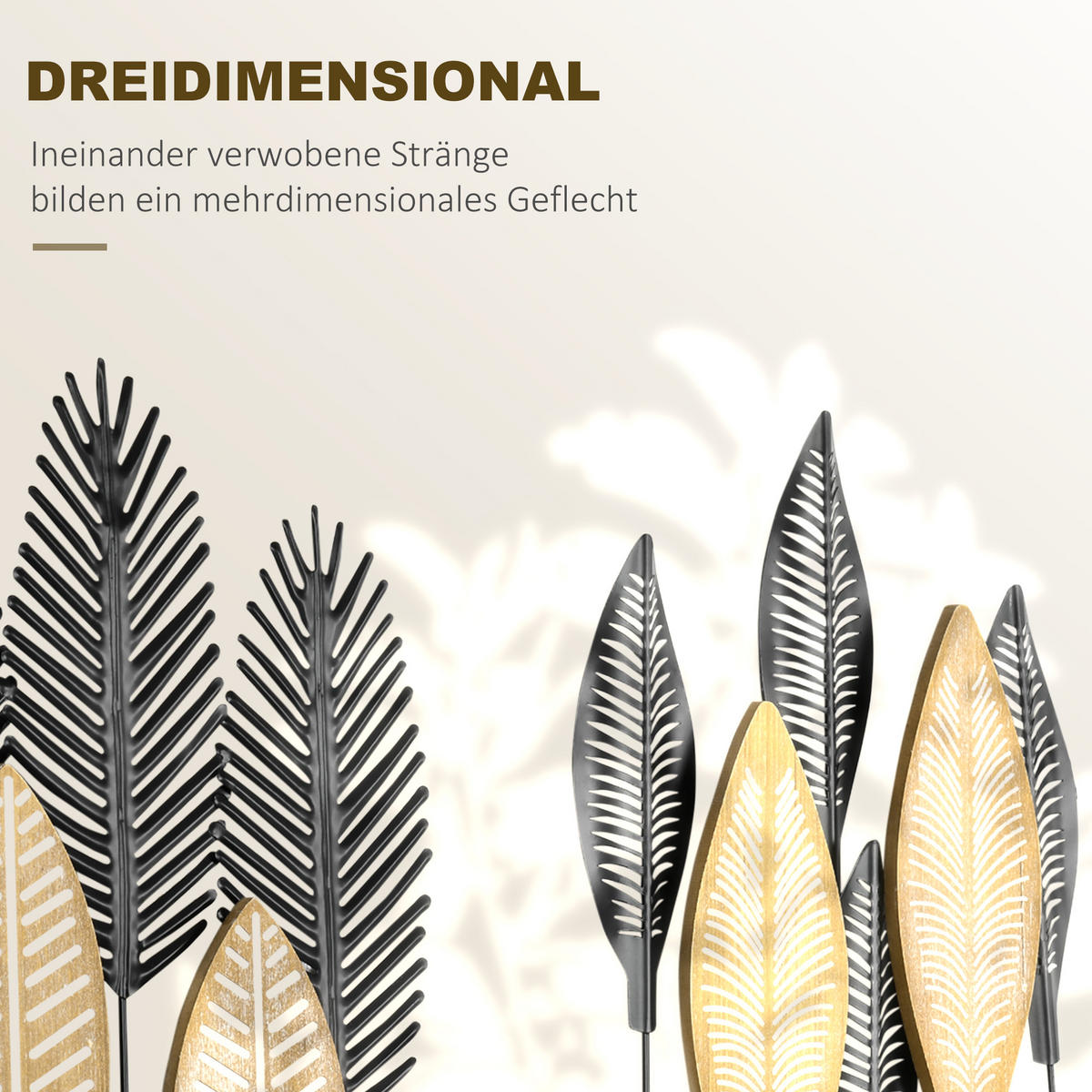 WANDDEKORATION, Eisen, Schwarz+Natur - Multicolor, Metall (3/46/40cm) - HOMCOM