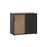 AKTENSCHRANK Raven Large 84x100x41 cm Akustikpaneele Eiche/Schwarz - Schwarz, Holz (100/85/42cm) - PROREGAL