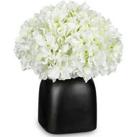KUNSTBLUMEN Hortensien mit Beeren in schwarzer Keramikvase 31 cm - Weiß, Keramik (33cm)