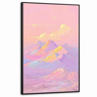 LEINWAND Bilder mit Rahmen - Berggipfel - Wolken - Verträumt - 90x140 - Hellrosa, Textil (90/140cm) - MuchoWow