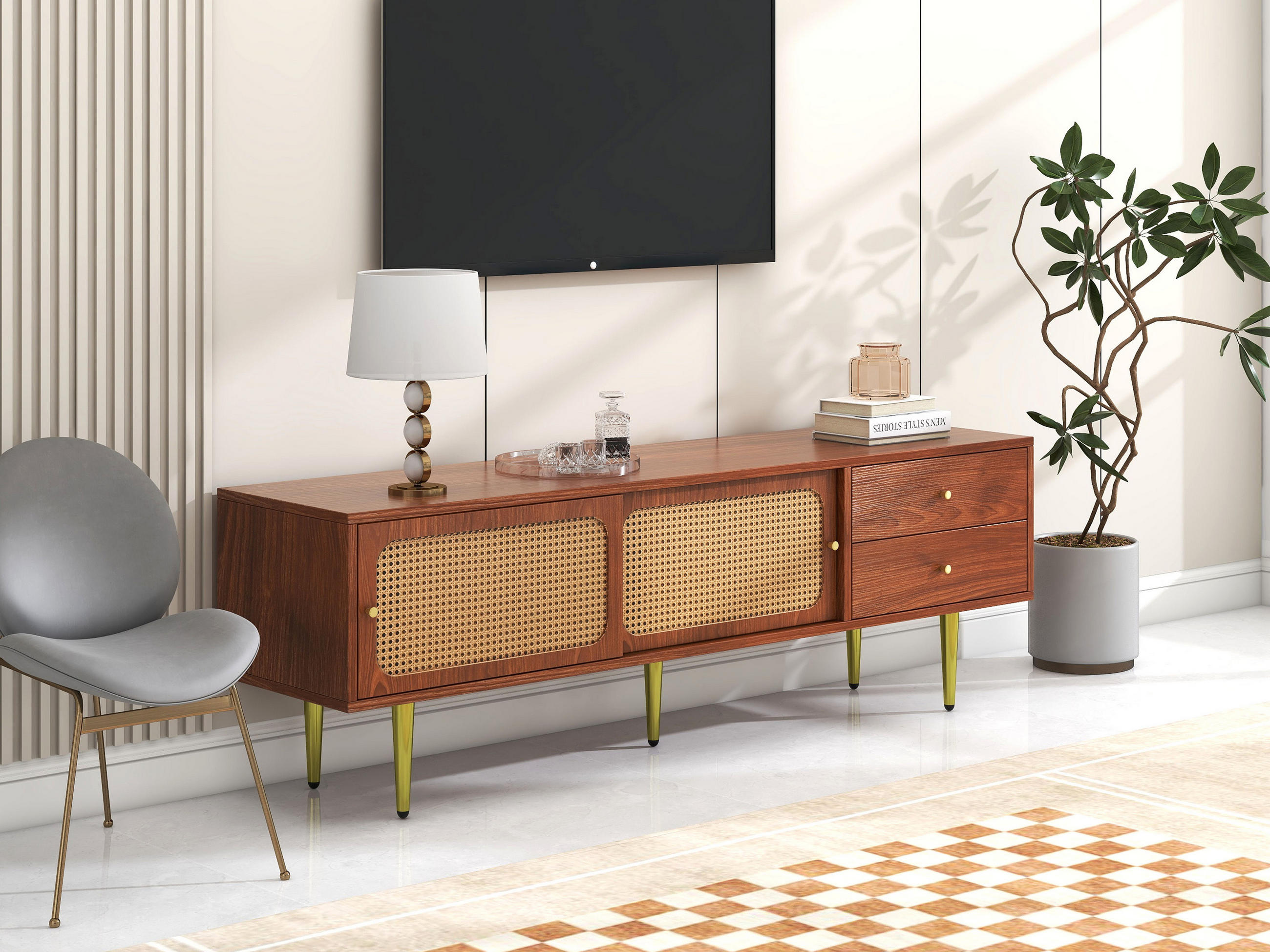 TV-ELEMENT braun 160/40/60 cm - Braun, Holz (40/60/160cm) - Urban Meuble