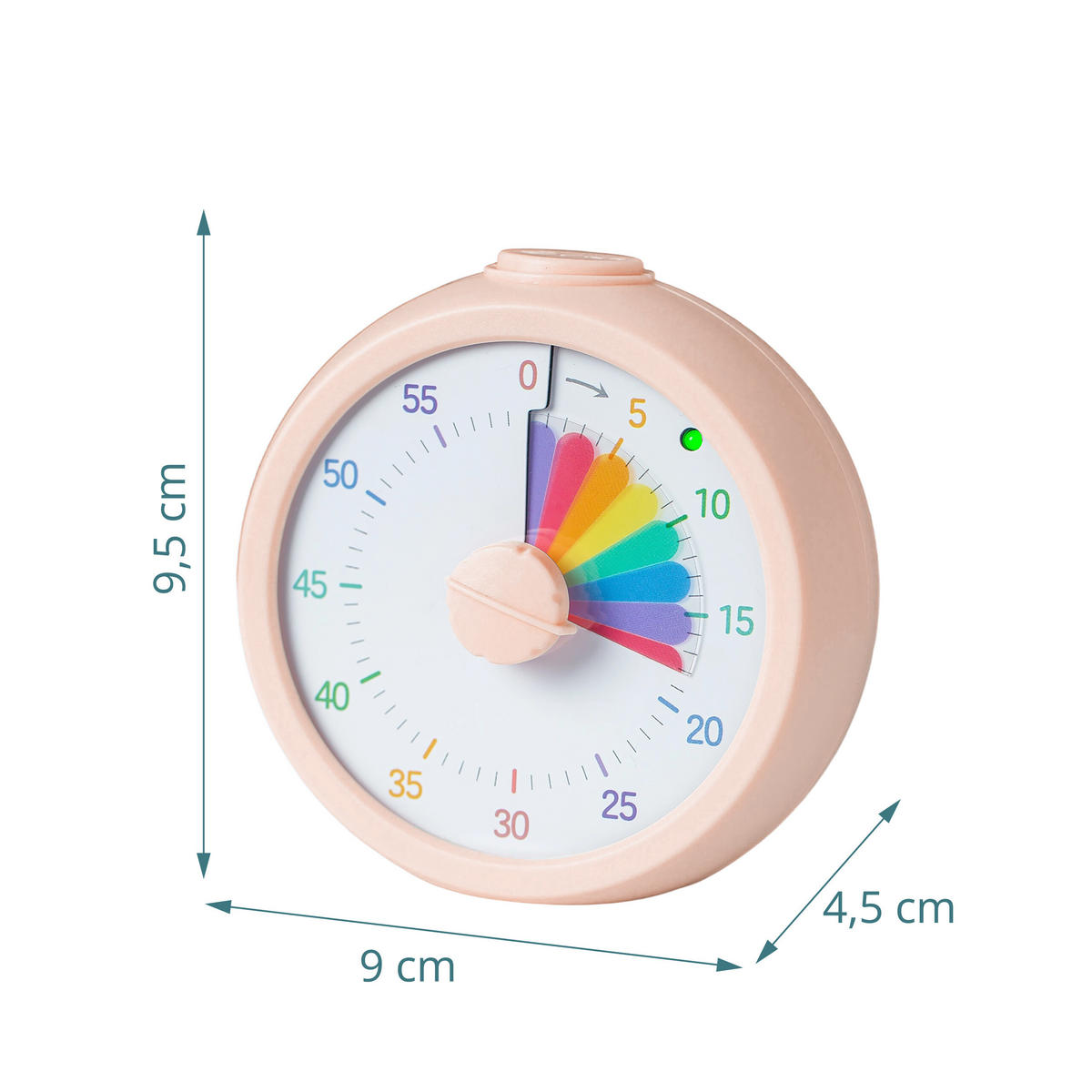 TIMER rosa regnbågsmönster 60 min plast - Pink, Plast (9/9.5/4.5cm) - Relaxdays