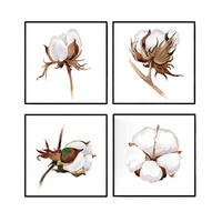 POSTER Set mit 4 Baumwollblumen 20x20cm Schwarzer Rahmen - Schwarz, Papier (20/3cm) - Nacnic