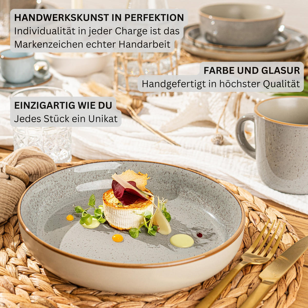 PASTASCHALEN RIO PERLGRAU - 6 teilig aus Steingut - Grau, Stein (22.2cm) - Sänger