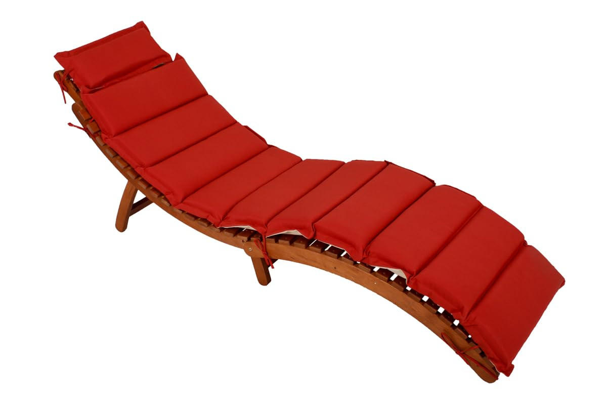 SONNENLIEGE Georg Faltbar mit Auflage Eukalyptus Gartenliege - Naturfarben, Holz (55/56/186cm) - DELUKE