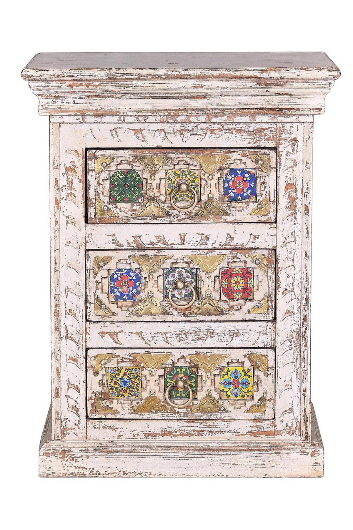 NACHTTISCH aus Mangoholz und Details aus Keramik - Perlmutt, Holz (35/60/45cm) - Giner y Colomer