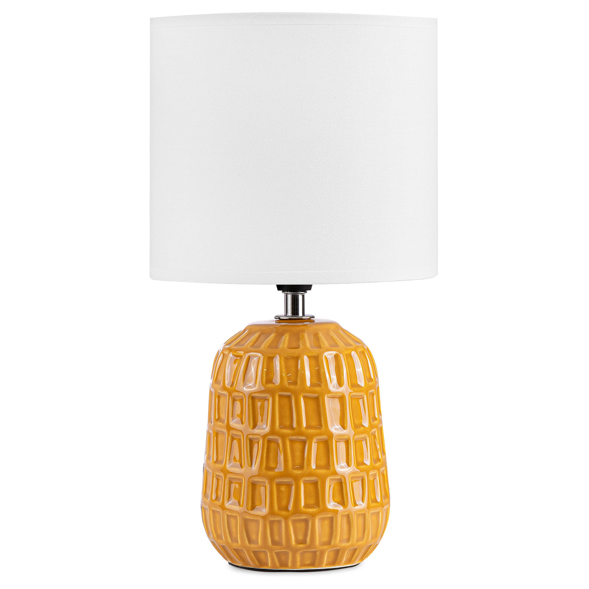 TISCHLEUCHTE STANDI Tischlampe, Honig, Weiß - Gelb, Keramik/Textil (16.5/16.5/31.5cm) - KONSIMO®