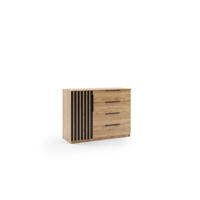 KOMMODE Sorento - Craft Gold, Lamellen Schwarz - 120 x 48 x 89 cm - Eichefarben, Holzwerkstoff (48/89/120cm) - BM-Möbel