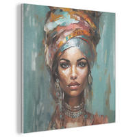 AKUSTIKBILD Frau - Kunst - Schmuck - Porträt Akustikpaneele 80x80 cm - Blaugrau, Kunststoff (80/80/0.9cm) - MuchoWow