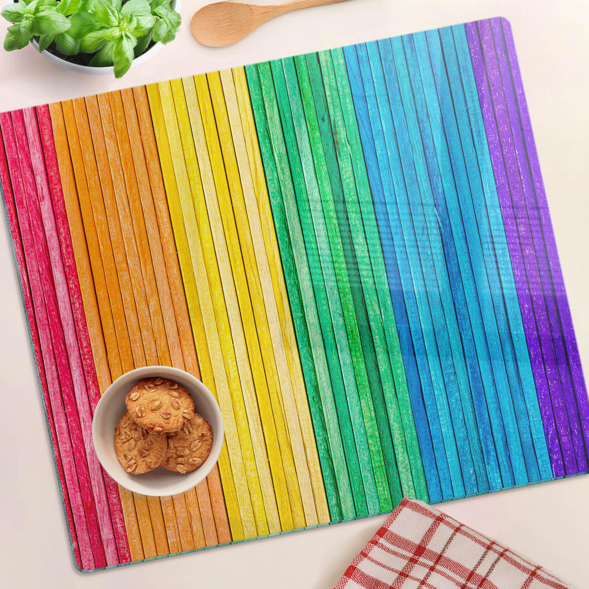 GLASPLATTE 60x52 cm Farbige Streifen - Multicolor, Glas (60/0.4/52cm) - TULUP