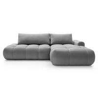 ECKSOFA Ombo Grau Velours 280 cm - Schwarz/Grau, Kunststoff/Textil (284/167cm) - Selsey