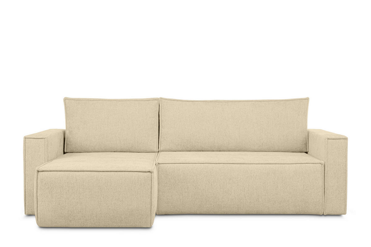 UNIVERSAL-ECKSOFA NAPI II mit Schlaffunktion, dunkelcreme - Creme, Textil (246/148cm) - KONSIMO®