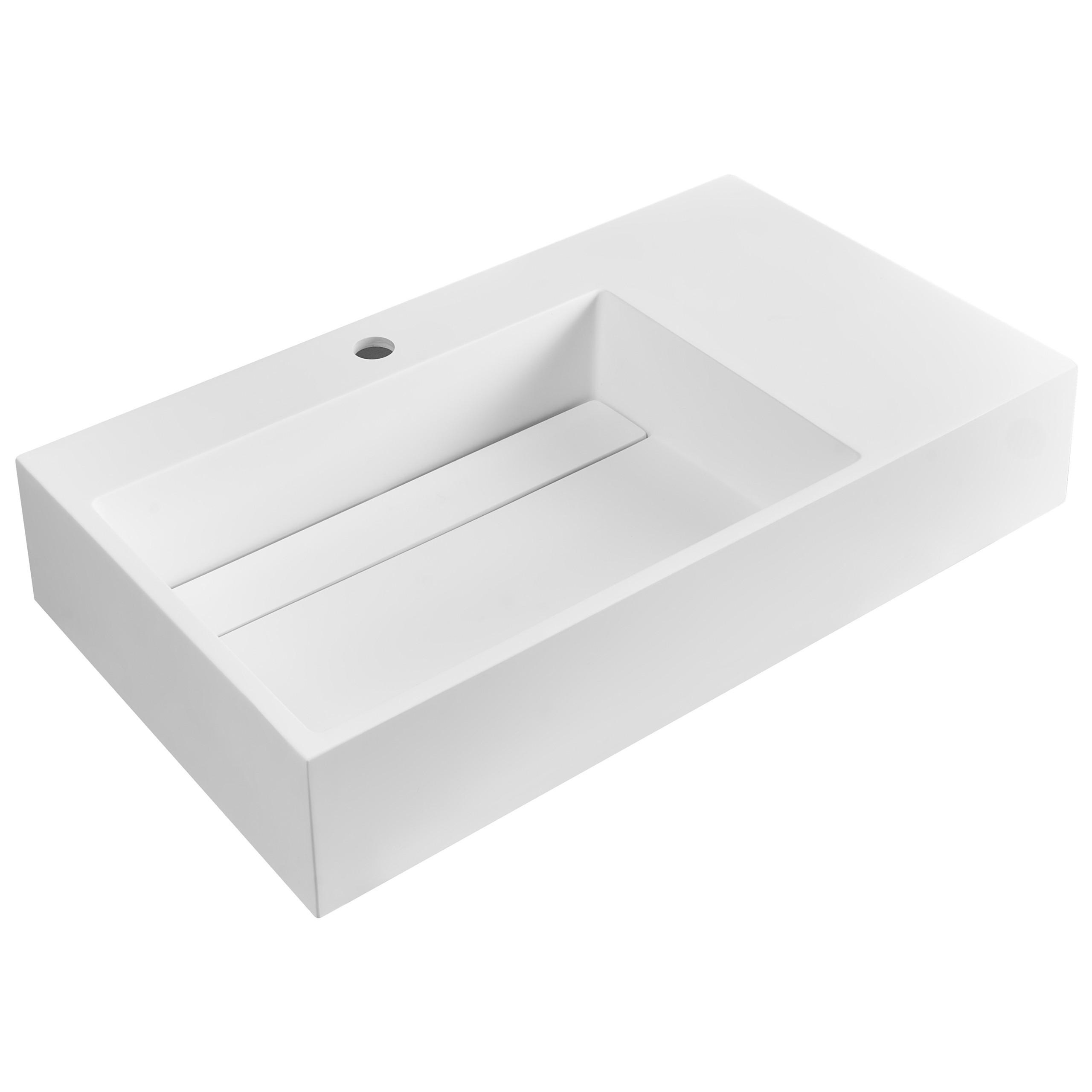 HÄNGEWASCHBECKEN Weiß 75/43 cm Mineralguss Cusco - Weiß, Naturmaterialien (75/15/43cm) - Beliani