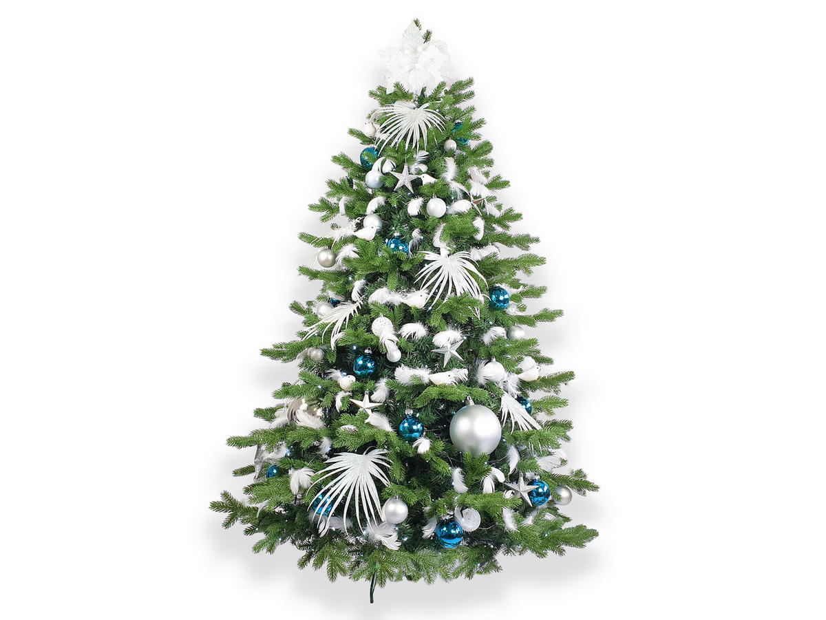 LAALU CHRISTBAUMKUGEL-SET 215 Stück im Karton POLAR BLUE für Weihnachtsbäume 300-600 cm - Blau/Silberfarben, Glas/Kunststoff (60/50/80cm) - LAALU