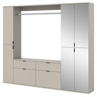 GARDEROBEN-SET Kaschmir 212 x 193 cm, Garderobenschrank mit Spiegel - Kaschmir/Schwarz, Glas/Holzwerkstoff (212/193/34cm) - Inn.Furn