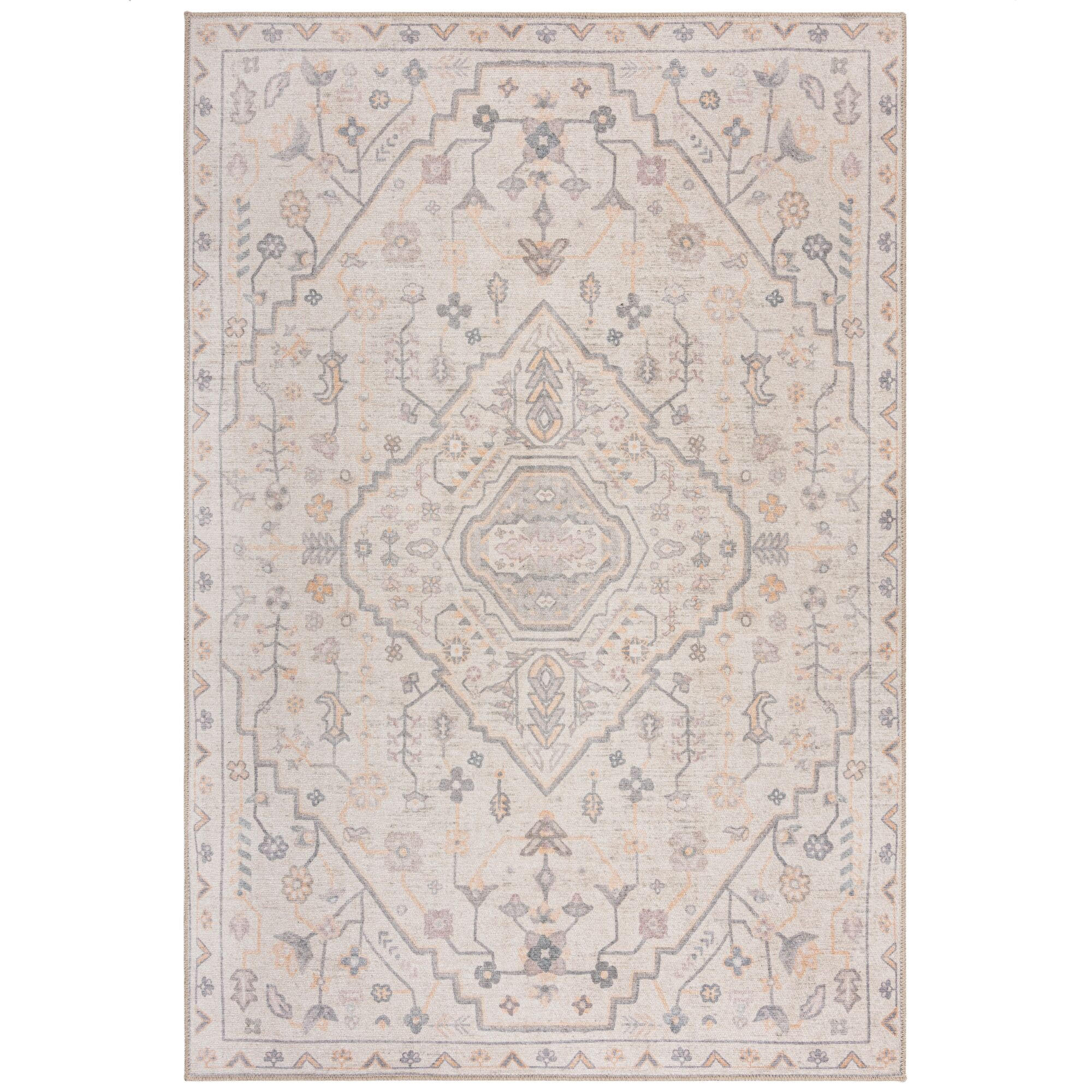 TEPPICH waschbar Medallion Muster, Orientalisch, Wohnzimmer schmutzabweisend Beige Rechteckig 152x230 - Beige, Textil (152/230cm) - KADIMA DESIGN
