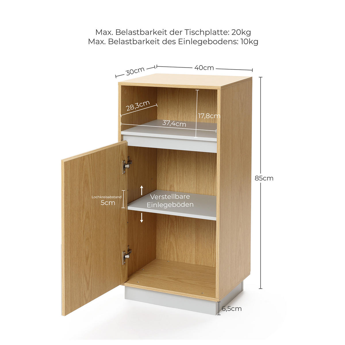 BADEZIMMERSCHRANK 85cm - Akaziefarben, Holzwerkstoff (30/85/40cm)