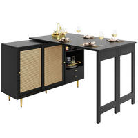 ESSZIMMERSCHRANK aus MDF 107-187x40x71-76cm in Schwarz mit 360° drehbarer Ablage - Schwarz, Holzwerkstoff (187/76/40cm) - Modfu