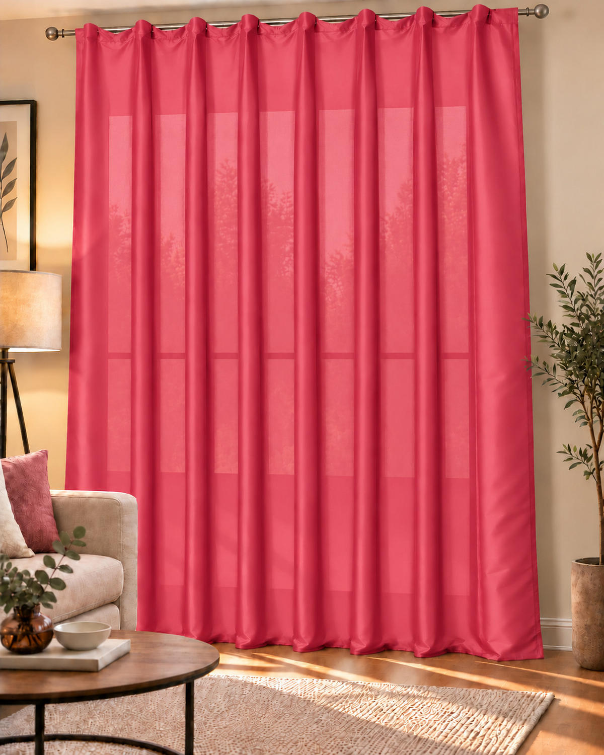 VORHANG Kräuselband 140/245 cm Rosa Wildseiden Optik - Rosa, Textil (140/245cm) - TiborTex