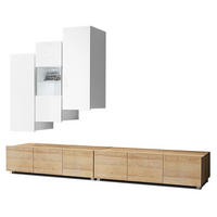 WOHNWAND Kossana 11 Weiß, Goldene Eiche 300/142/43 cm Design - Hellbraun/Weiß, Holzwerkstoff/Kunststoff (300/142/43cm) - AX Living