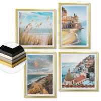 WANDBILDER 4er Set - 50x50 cm & 40x60 cm Goldrahmen - Landschaften Strand Stadt Klippen - Goldfarben, Kunststoff (50/50cm) - ArtPrintCave