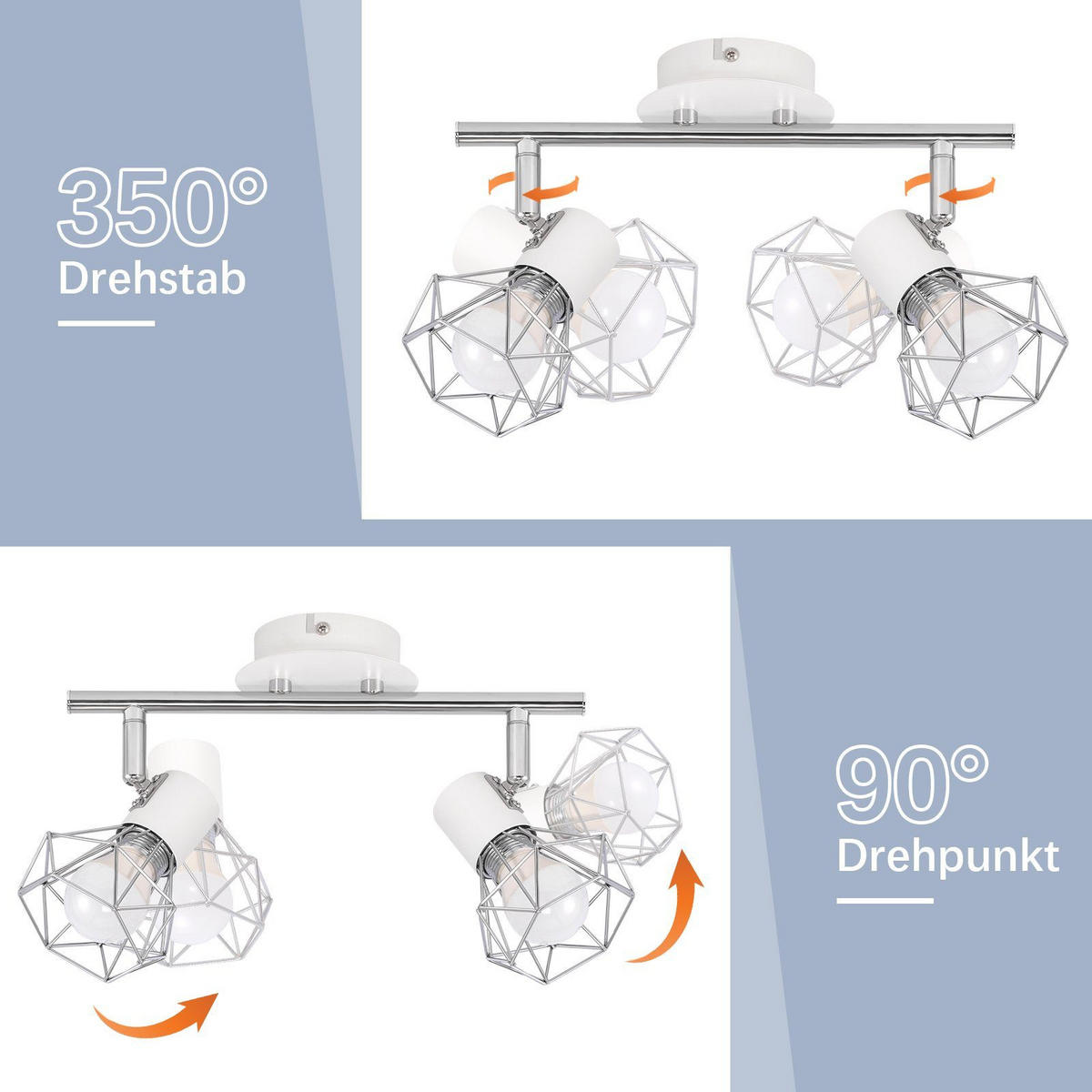 DECKENSTRAHLER Eisen 28/20/9.5cm - Weiß, Metall (28/20/9.5cm) - ZMH