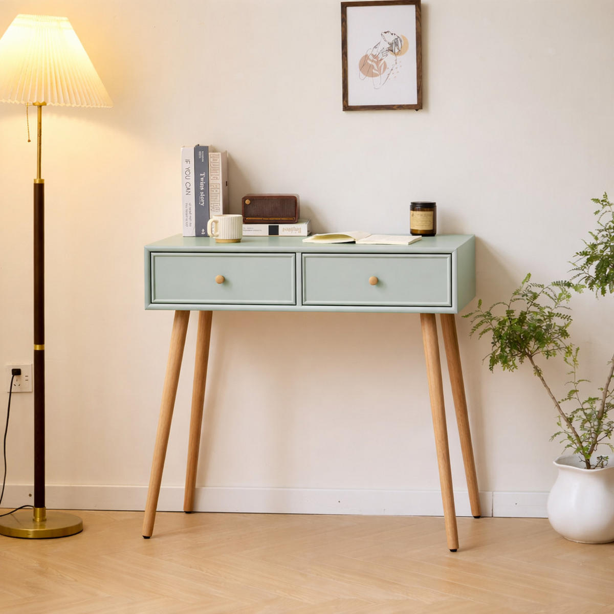 KONSOLENTISCH Rechteckig Grün 80 x 42 x 79 cm - Grün, Holz (42/80/79cm) - Nordlys