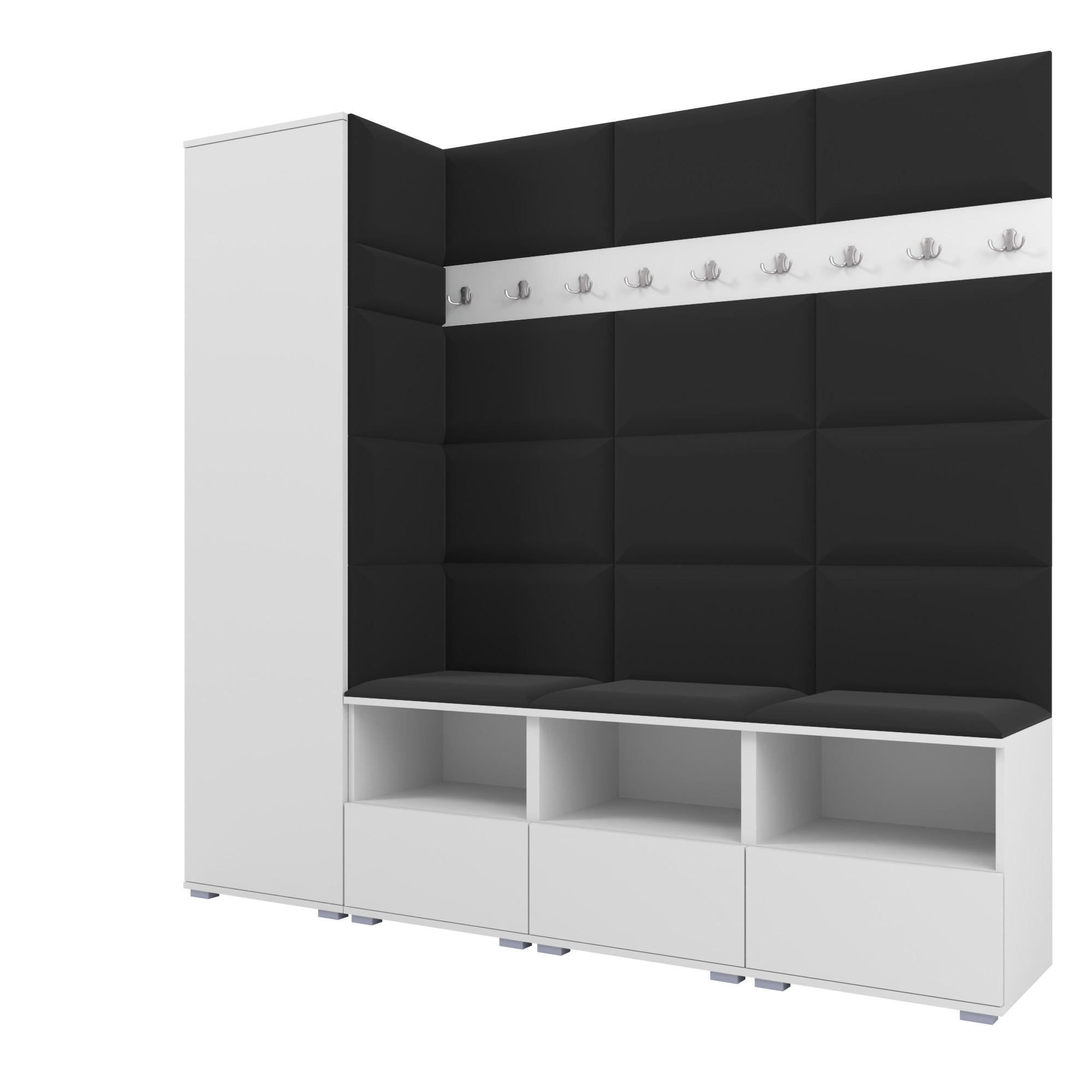 Ravio Garderobe Weiß, Schwarz 200x187x40 cm