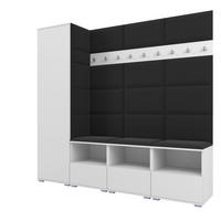 GARDEROBE NELA IX 200 cm (Modulare Flurmöbel Weiß mit Sitzpolster Schwarz 16 Breite Sitzbank) - Silberfarben/Schwarz, Holz/Holzwerkstoff (200/187/40cm) - Ravio