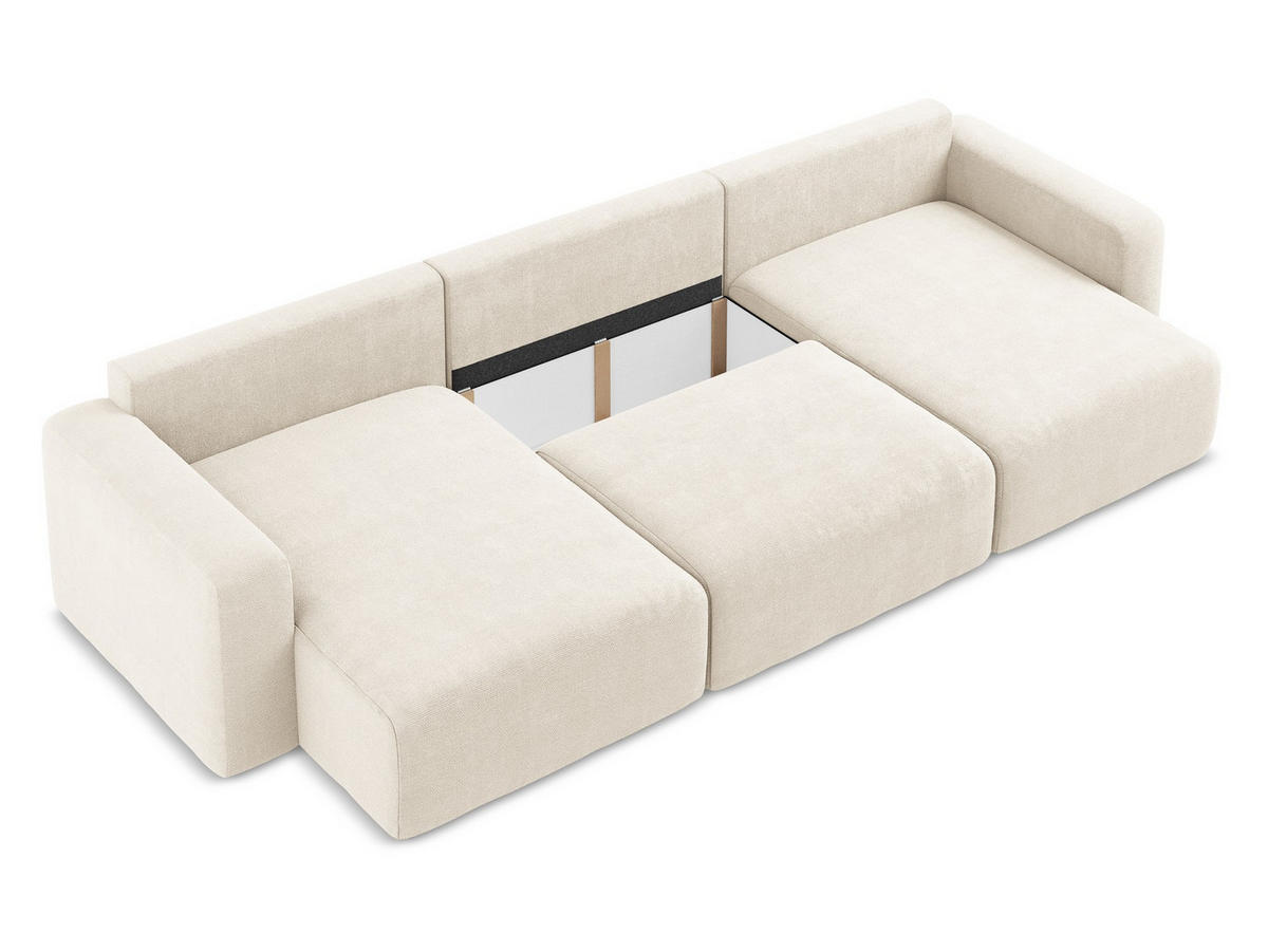 WOHNLANDSCHAFT Chenille Stoff Beige - Beige/Creme, Kunststoff/Textil (332/79/149cm) - Makamii