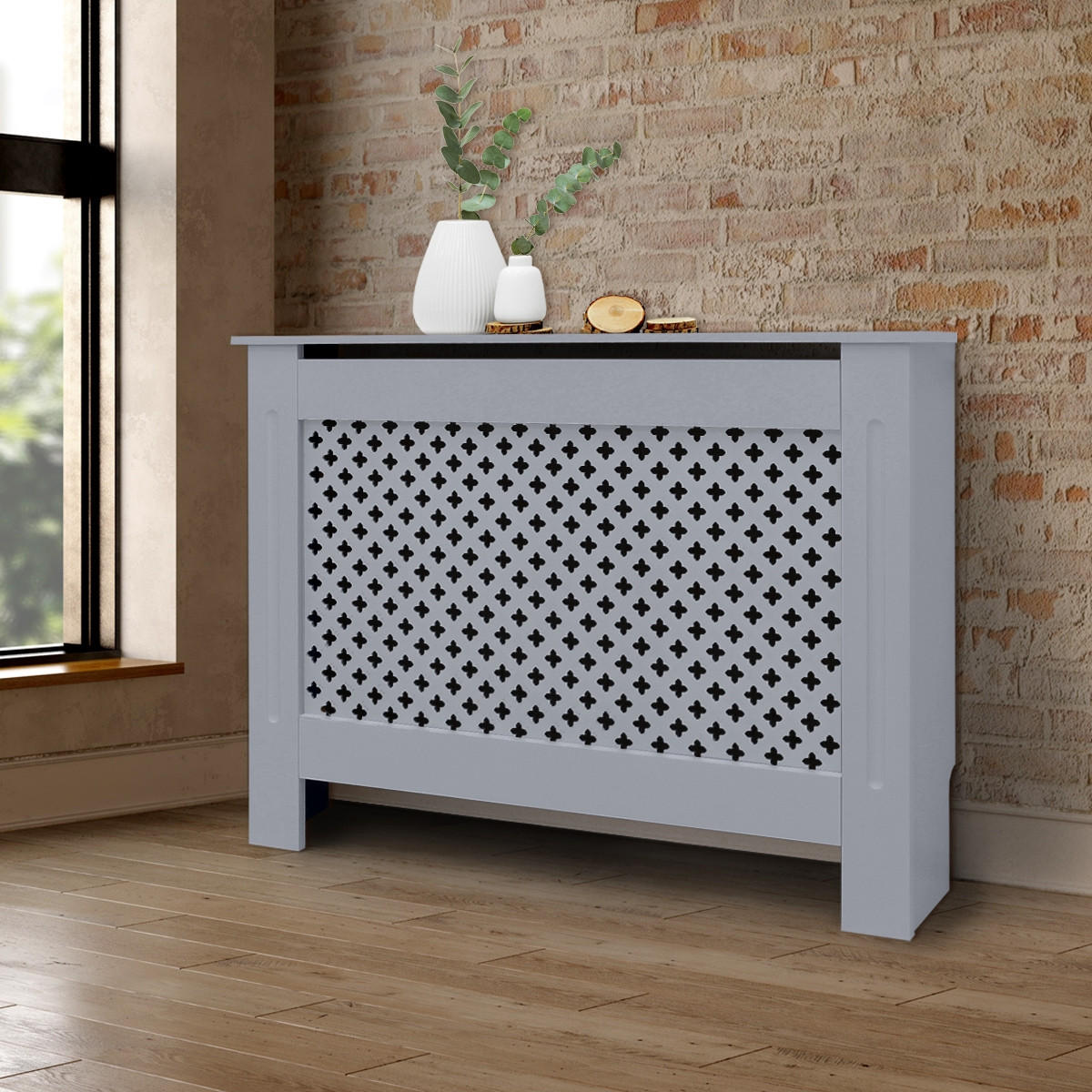 KRYT RADIÁTORU s voštinovým vzorem 112 x 19 x 82 cm šedý - šedá, kompozitní dřevo (19/112/82cm) - ML-DESIGN